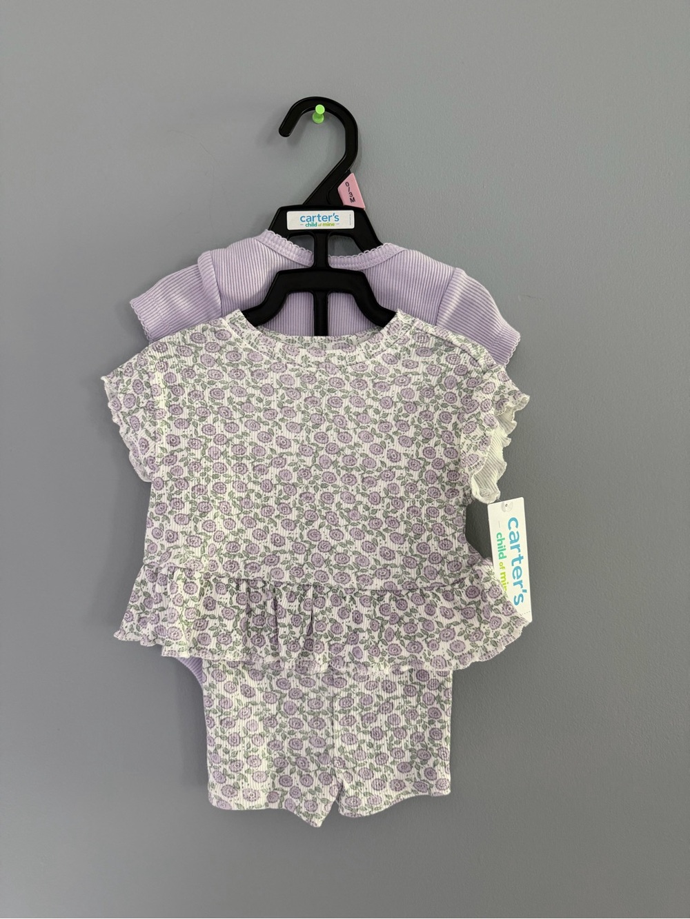Carter's Lilac Floral Ruffle Romper Set
